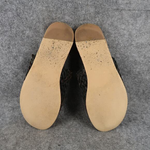 Casual Shoes Womens 7 Sandals Slides Woven Leather Slip On Flat Open Toe Boho - Picture 8 of 10